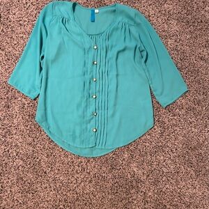 Buttaus Women's Teal Button Design Blouse- Size Small.